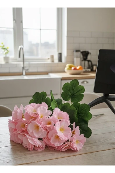 Yapay Çiçek Büyük Sardunya 7 DALLI Demet 40 cm AÇIKPEMBE EV SAKSI SÜSÜ