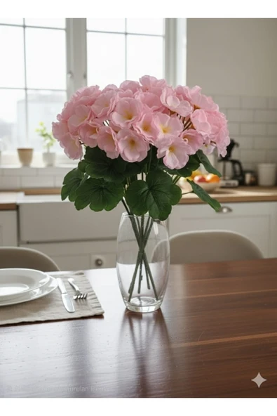 Yapay Çiçek Büyük Sardunya 7 DALLI Demet 40 cm AÇIKPEMBE EV SAKSI SÜSÜ - 2