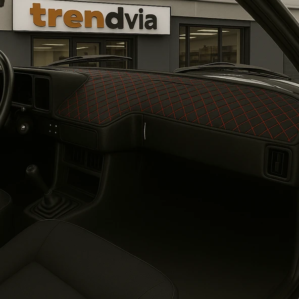 Tofaş Şahin Doğan Kartal Uyumlu Kırmızı Nakışlı Alçak Ön Göğüs Torpido Kaplama ve Koruma Kılıfı