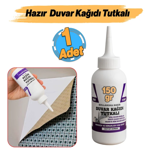 Hazır Duvar Kağıdı Yapıştırıcısı (150 gr) Şeffaf Sıvı Tutkal Vinil Bordür Tekstil Kağıtları Yapıştır - Resim 2