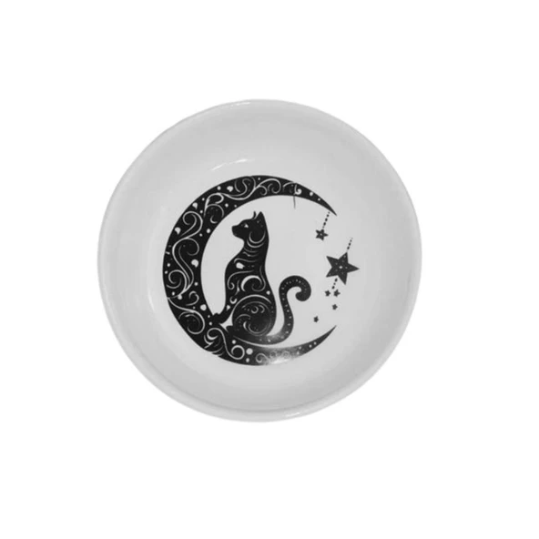 Raccoon Ay Ve Kedi Figürlü Seramik Mama ve Su Kabı 250 Ml ürün görseli