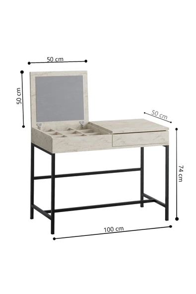 Decormet Linda Makyaj Masası Travertine - Resim 5