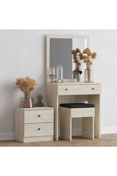 Decormet Nice Makyaj Masası Travertine - Resim 5