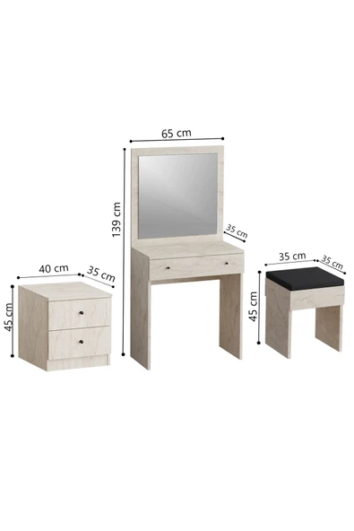 Decormet Nice Makyaj Masası Travertine - Resim 6