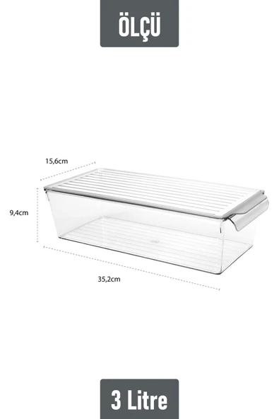 İronika Kapaklı Buzdolabı Düzenleyici Meyve Sebze Saklama Kabı Organizer 3 Litre x 3 Adet - 4