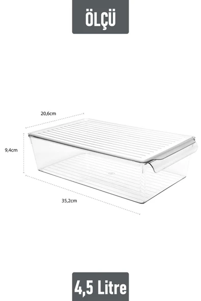 İronika Kapaklı Buzdolabı Düzenleyici Meyve Sebze Saklama Kabı Organizer 4,5 Litre x 3 Adet - 4