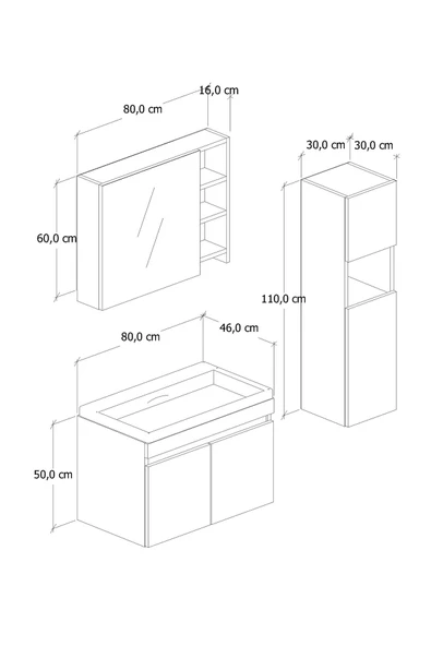 80 cm Saura Banyo Dolabı + 30 cm Saura Boy Dolabı - 5