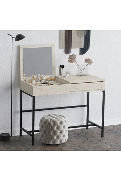 Decormet Linda Makyaj Masası Travertine - Resim 8