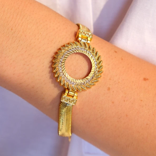 Altın Kaplama Çeyrek Çerçeve Bileklik BLK-1140 - Resim 2