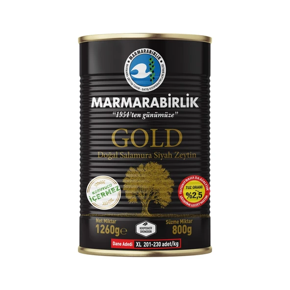 MarmaraBirlik Gold XL Salamura Teneke Zeytin 800 gr ürün görseli