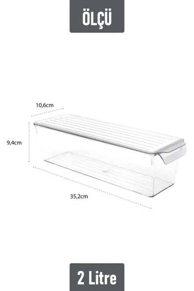 İronika Kapaklı Buzdolabı Düzenleyici Meyve Sebze Saklama Kabı Organizer 2 Litre x 3 Adet - 4