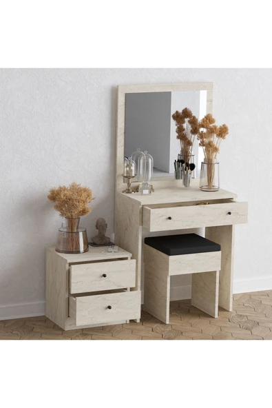 Decormet Nice Makyaj Masası Travertine - Resim 7