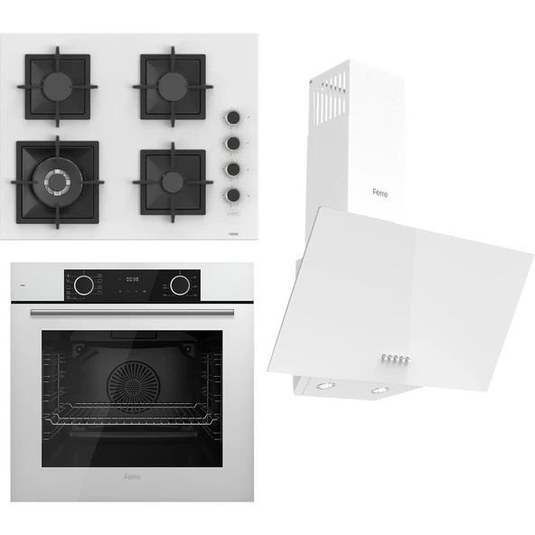 Ferre Flameart Sc Serisi Beyaz Set (SC406-WFA + XE63CB +D087 ) - 65 Cm'lik Kare Döküm Izgara-Wok ürün görseli 1