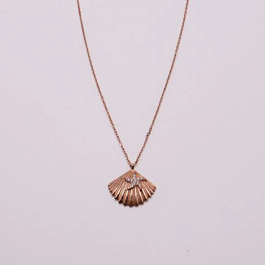 AgaKulche Gümüş İstiridye Beyaz Taşlı Hayalet Kolye - Resim 3