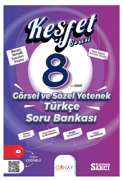 GÜNAY YAYINLARI 8.sınıf Keşfet Görsel ve Sözel Yetenek Soru Bankası ürün görseli