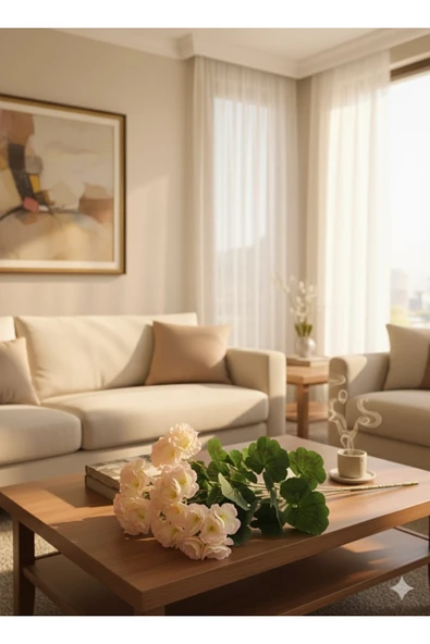 Yapay Çiçek Büyük Sardunya 7 DALLI Demet 40 cm SOMON EV SAKSI SÜSÜ - Resim 2