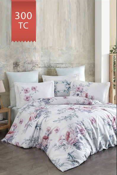 Varol Royal Saten 300TC Nevresim Takımı (Çift Nevresimli) Family Size  - ROSALİNDA - 1