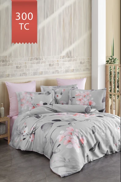 Varol Royal Saten 300TC Nevresim Takımı (Çift Nevresimli) Family Size  - MARİA - 1