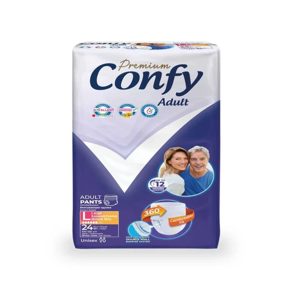 Confy Adult Premium Yetişkin Külot Bezi Large 24 Adet