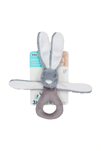 Babyjem Tutmalı Çıngıraklı Mini Peluş Tavşan Gri 842