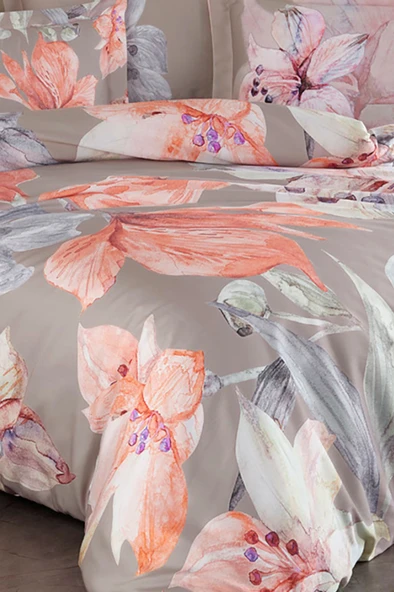 Varol Royal Saten 300TC Nevresim Takımı (Çift Nevresimli) Family Size  - ERİCA - Resim 2