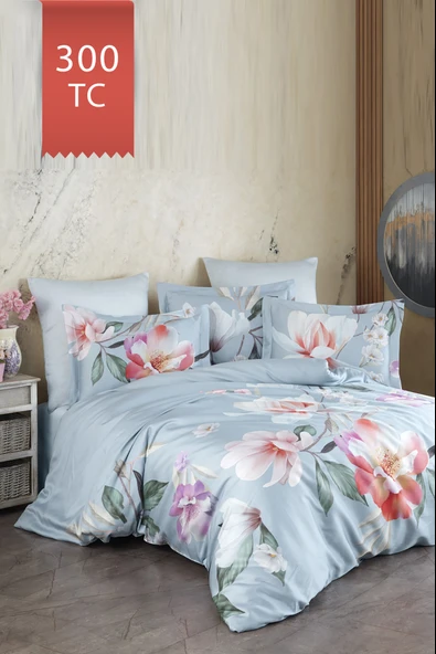 Varol Royal Saten 300TC Nevresim Takımı (Çift Nevresimli) Family Size  - ESTİVA - 1