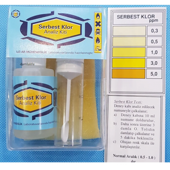 Su Test Analizi Serbest Klor Kiti Klor Analizi-(0.1 ppm - 5 ppm)