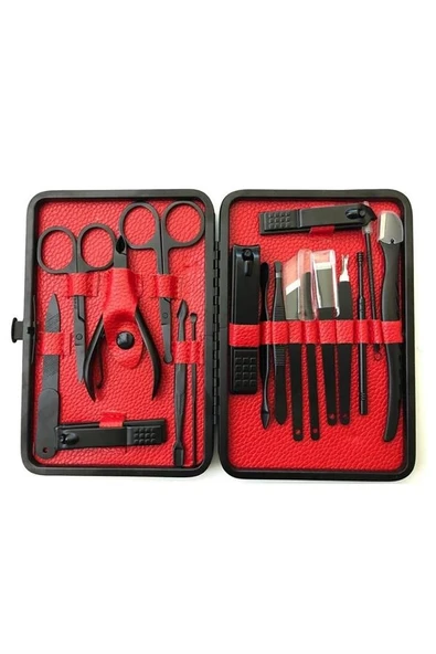 Deri Çantalı Siyah Paslanmaz Çelik 17 Parça Manikür Pedikür Seti - Resim 5
