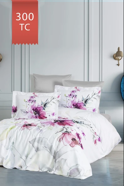 Varol Royal Saten 300TC Nevresim Takımı (Çift Nevresimli) Family Size  - VERONA - 2