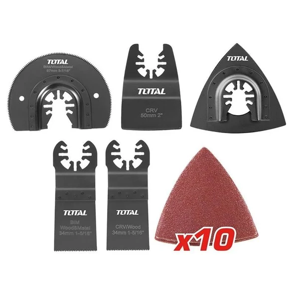 Total TAKTMT1502 Çok Amaçlı Kesici Uç Seti 15 Parça Ahşap Metal Zımpara Testere Bıçak Kazıyıcı Uyum - Resim 6