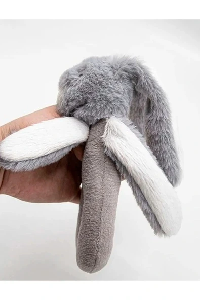 Babyjem Tutmalı Çıngıraklı Mini Peluş Tavşan Gri 842 - 4