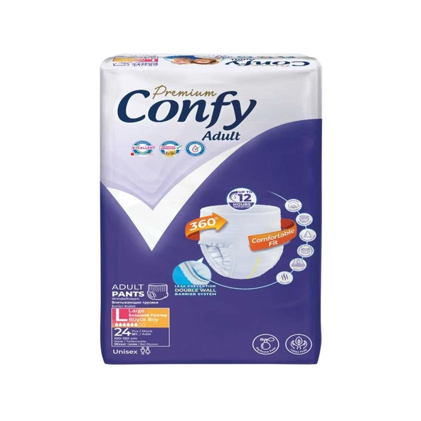 Confy Adult Premium Yetişkin Külot Bezi Large 24 Adet - 2