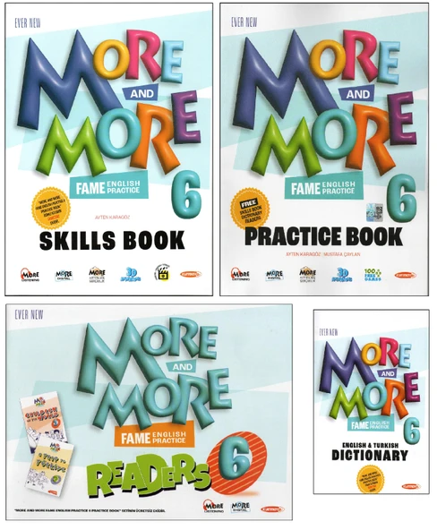 Kurmay ELT More and More 6. Sınıf MORE&MORE PRACTICE BOOK & SKILLS BOOK & DICTIONARY & READERS (4lü SET)