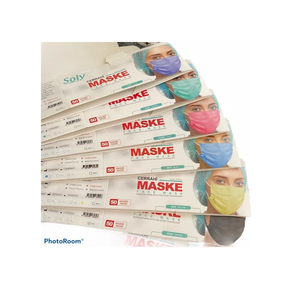 Soly Care Meltblown 3 Katlı Telli Ultrasonic Cerrahi Maske 50Adet Siyah - 2