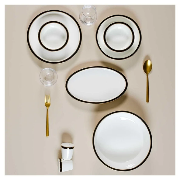 Evaliza Alaıa 60 Parça Yemek Takımı Black Gold ürün görseli