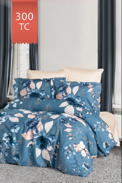 Varol Royal Saten 300TC Nevresim Takımı (Çift Nevresimli) Family Size  - LARİSSA - 2