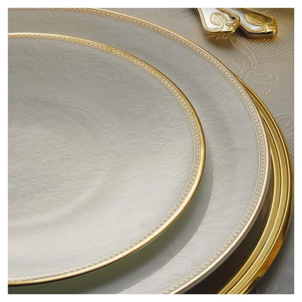 Evaliza Coupe Paisley Altın 60 Parça Yemek Takımı ürün görseli