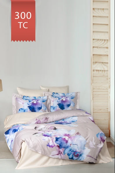 Varol Royal Saten 300TC Nevresim Takımı (Çift Nevresimli) Family Size  - MARTİNA - Resim 2