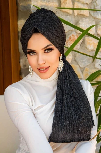 Siyah Gümüş Piliseli Dolama Bone - Resim 3