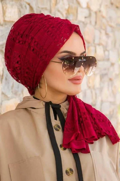 Bordo Dantel Tokalı Bone ürün görseli