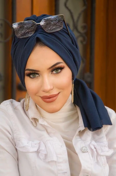 Koyu Lacivert Tokalı Bone - Resim 2