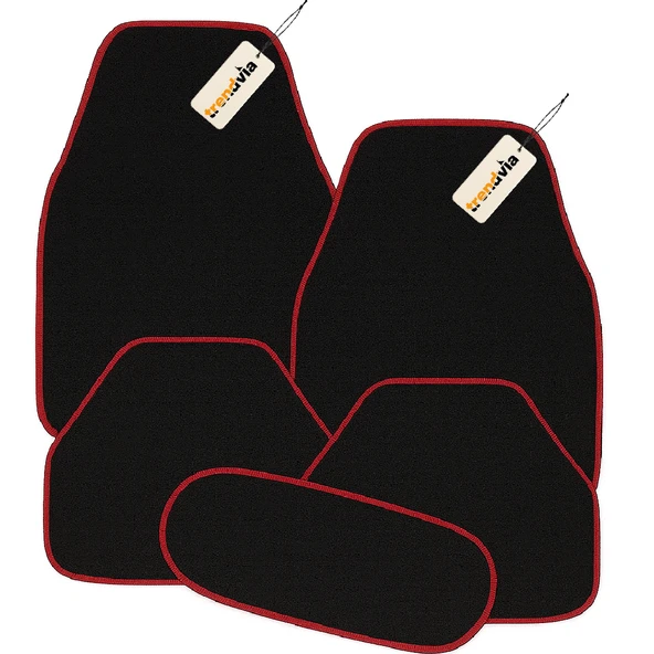 Siyah Kırmızı Renk Araç Halı Paspas Takımı 5’li Kaymaz Tabanlı Oto Halı Paspas Seti