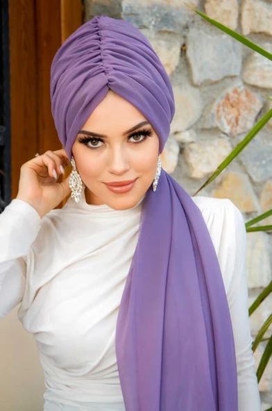 Koyu Lila Büzgülü Dolama Bone - 2