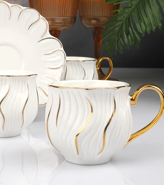 Kosova ZJN-09 Altın 6lı Fincan Takımı (White 24 k) ürün görseli