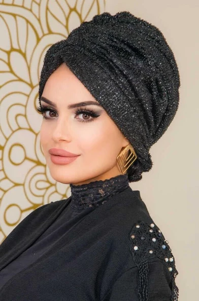 Siyah Abiye Tokalı Bone - 60100 - 3