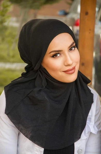 Siyah Oversize Hijab - Resim 2