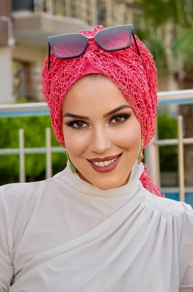 Mercan File Dantel Tokalı Bone - Resim 2