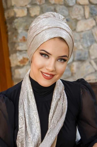 Rose Gold Piliseli Abiye Atkılı Bone - 3