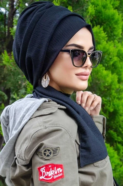 Siyah Krinkıl Atkılı Bone - Resim 3