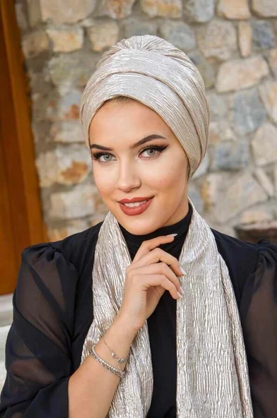 Rose Gold Piliseli Abiye Atkılı Bone - 2